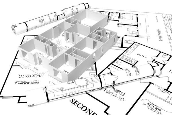 3D ev planları kavramı — Stok fotoğraf