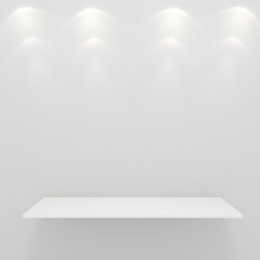 3d render of an empty presentation shelf clipart