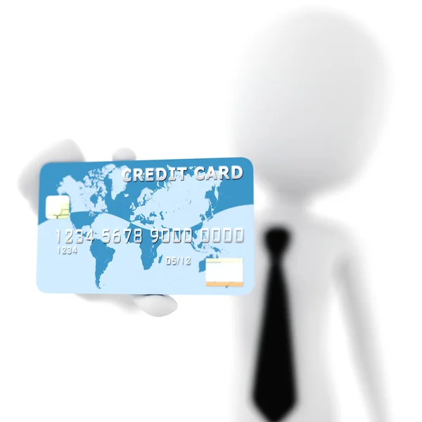 3d man showing his new business card — Stock Photo, Image