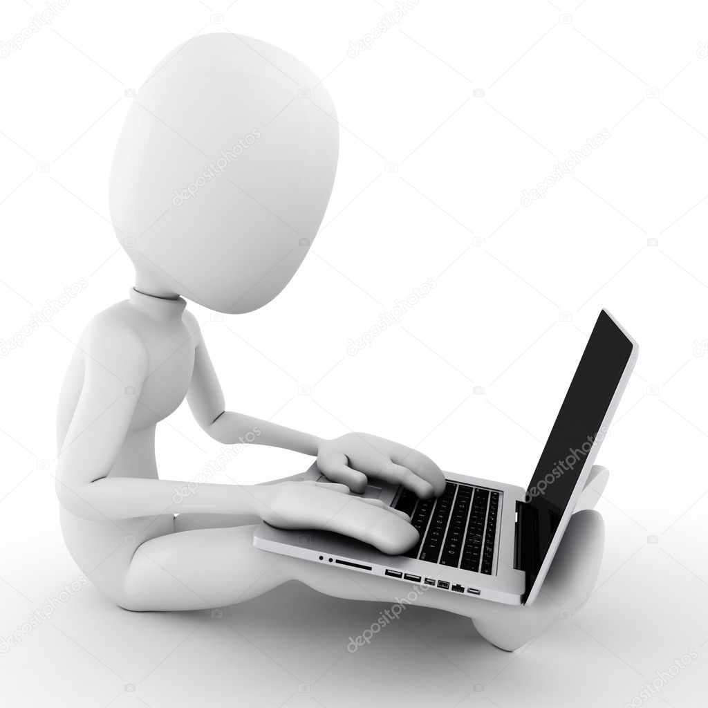 3d man working at his laptop — Stock Photo © digitalgenetics #5953583