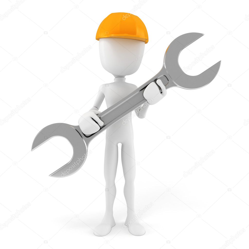 3d man worker, isolated on white background