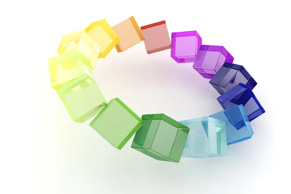 3d cubos de colores, sobre fondo blanco — Foto de Stock