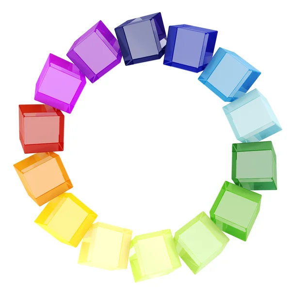 Cubi colorati 3d, su sfondo bianco — Foto Stock