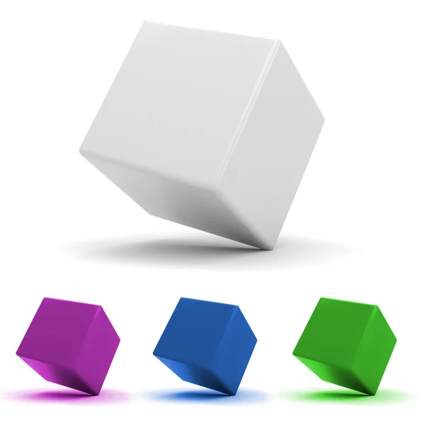 3D színes kocka, fehér háttér — Stock Fotó