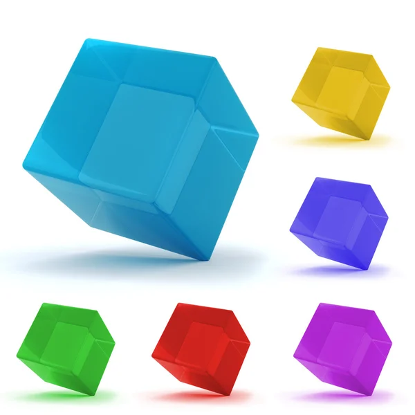 3D barevné kostky, na bílém pozadí — Stock fotografie