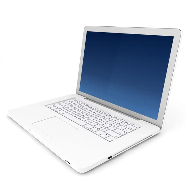 3D белый ноутбук на белом фоне — стоковое фото