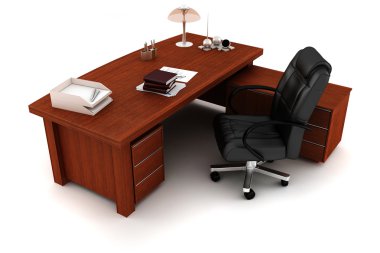 3d executive desk, on white clipart