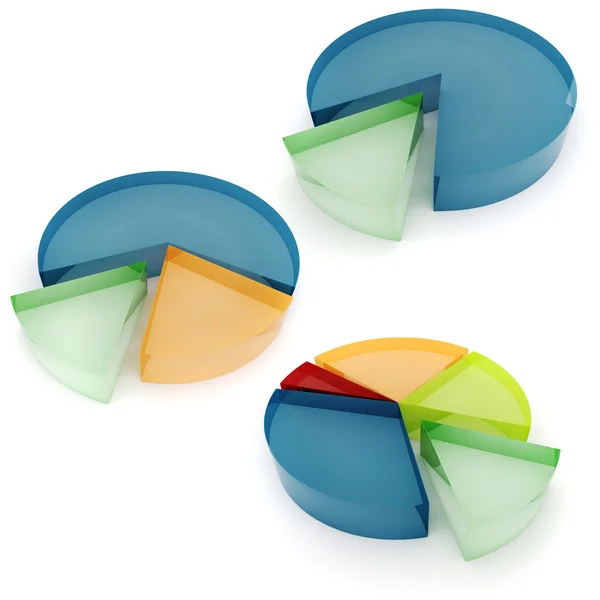 흰색 배경에 3d 다채로운 비즈니스 그래프 — 스톡 사진