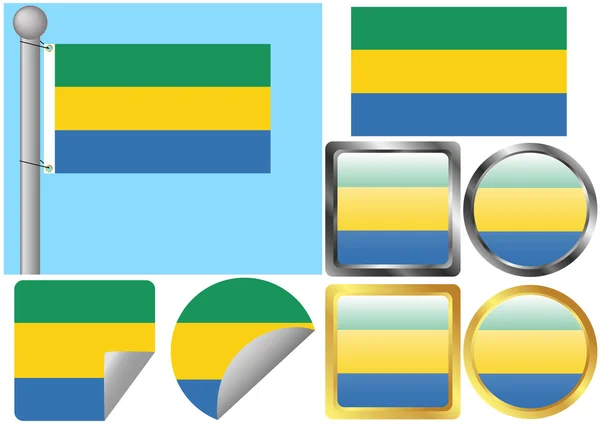 Flag Set Gabon — Stock Vector