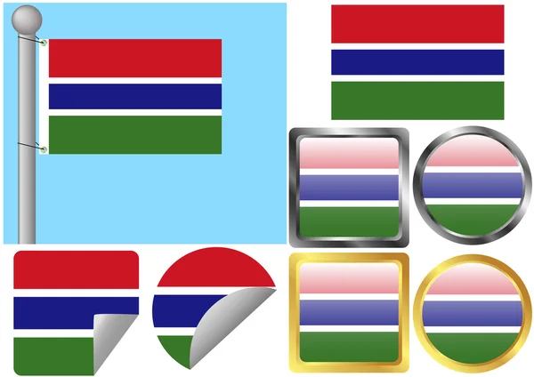 Flaggensatz Gambia — Stockvektor