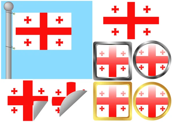 Bandiera Set Georgia — Vettoriale Stock