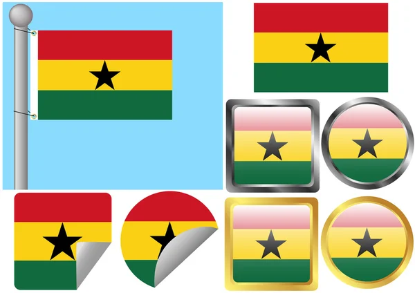 Flag Set Ghana — Stock Vector