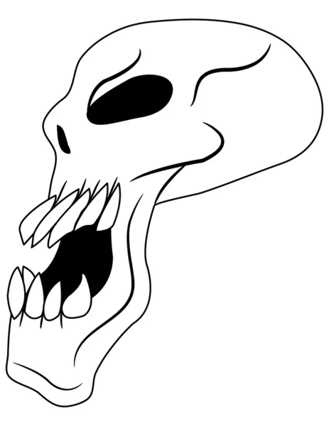 Vista lateral de un cráneo malvado — Vector de stock