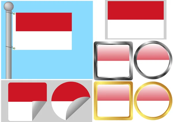 Jeu de drapeaux Indonésie — Image vectorielle