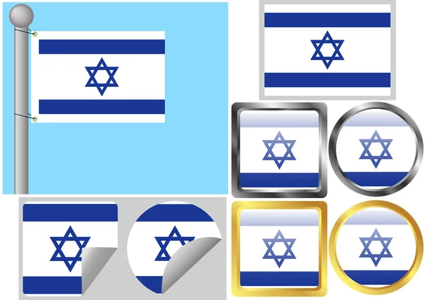 Ustawiona flaga Izraela — Wektor stockowy