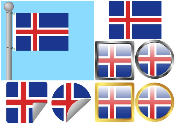 Set Bandera Islandia — Vector de stock