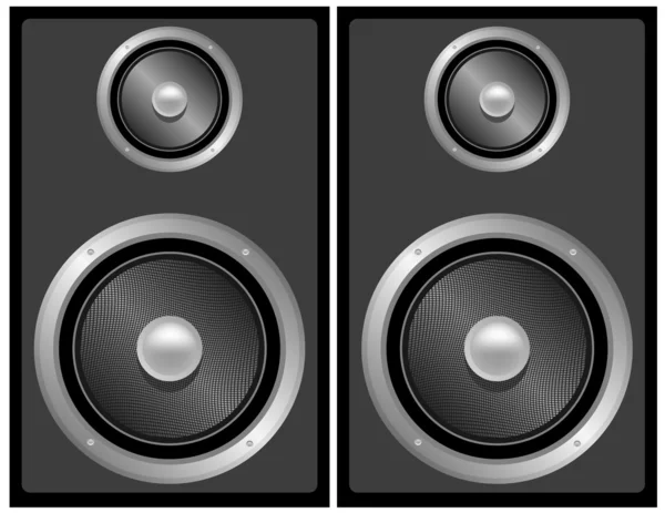 套黑色和灰色的立体声扬声器 — 图库矢量图片