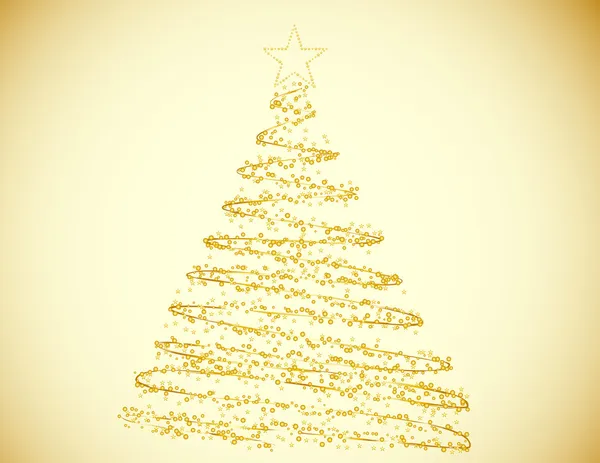 Golden Christmas Tree Background — Stock Vector
