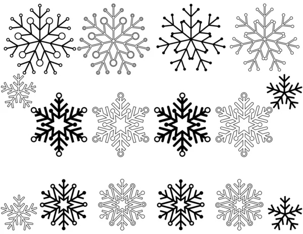 Set de 16 copos de nieve — Archivo Imágenes Vectoriales