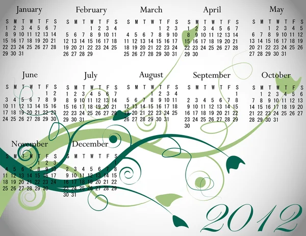 2012 Floral Calendar in Spring Colors — Stock Vector