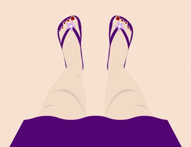 A Pair of Female Legs Standing on the Beach clipart