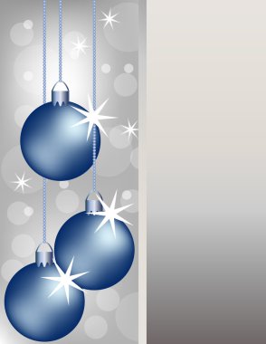 Blue Christmas Ornaments on a Silver Background clipart