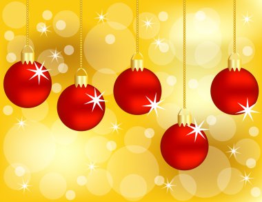 Set of Hanging Red Christmas Ornaments clipart