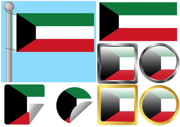 Flaggensatz Kuwait — Stockvektor