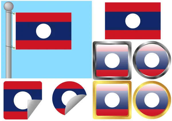 Flaggensatz laos — Stockvektor