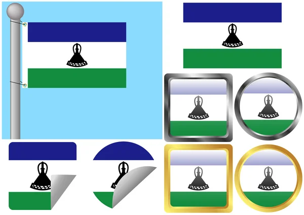 Bandeira Set Lesoto — Vetor de Stock