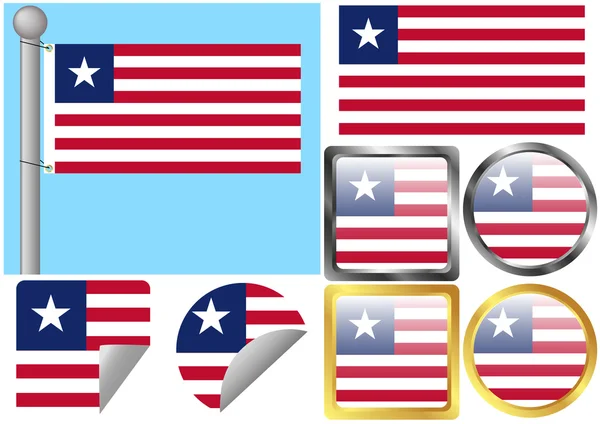 Bandeira Set Libéria — Vetor de Stock