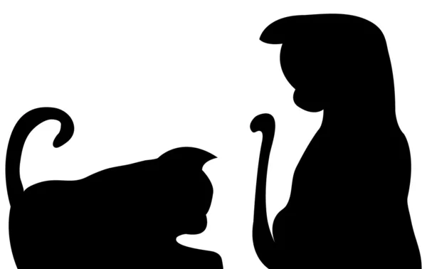 Pair of Cat Silhouettes — Stock Vector