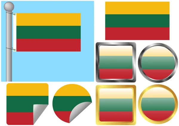 Flag Set Lithuania — Stock Vector