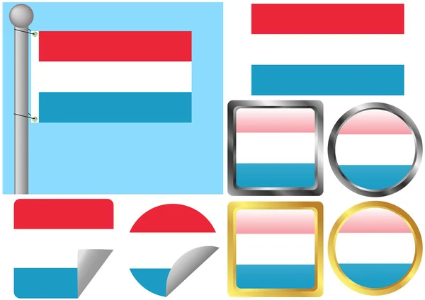 Ustawiona flaga Luksemburga — Wektor stockowy
