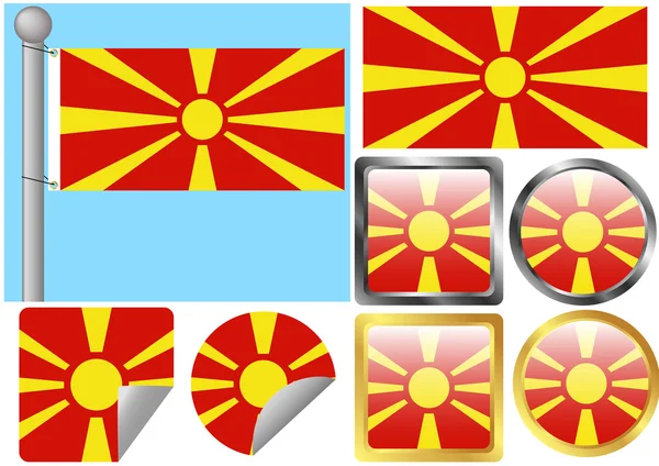 Flaggan inställd Makedonien — Stock vektor