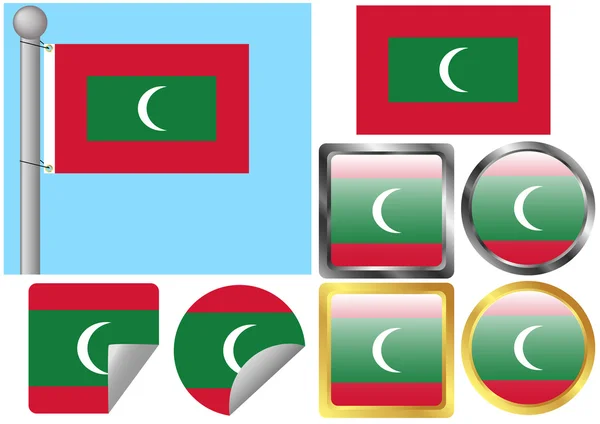 Flag Set Maldives — Stock Vector
