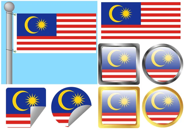 Flag Set Malaysia — Stock Vector