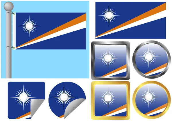 Ustawiona flaga Wysp Marshalla — Wektor stockowy