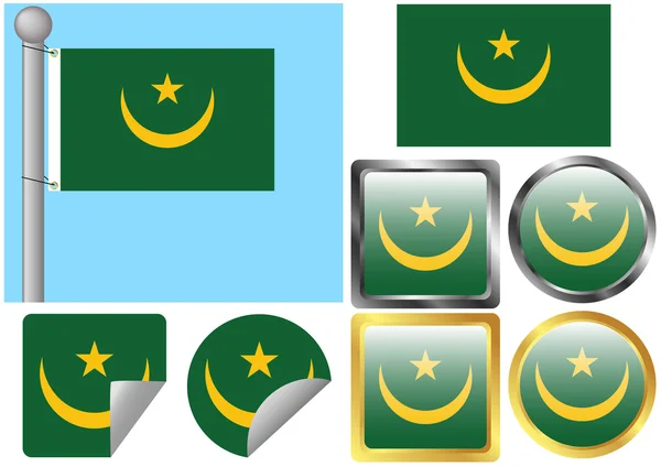 stock vector Flag Set Mauritania