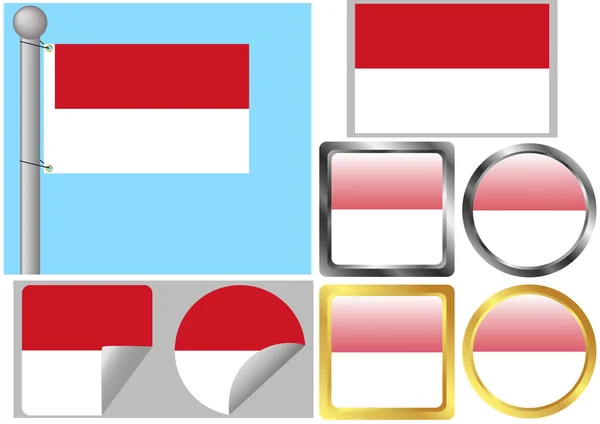 Set Bandera Mónaco — Vector de stock