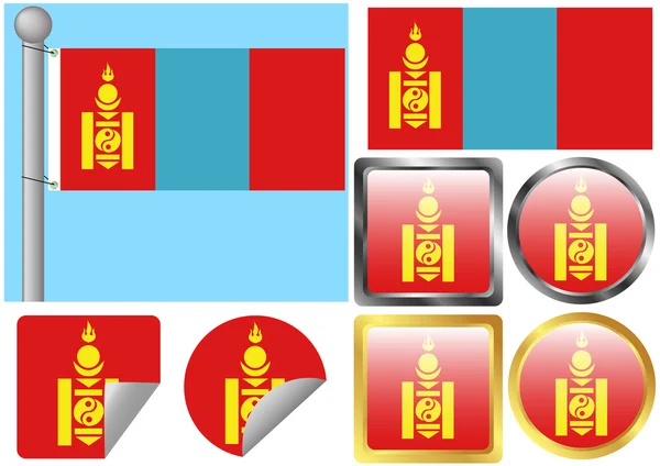 Bandiera Set Mongolia — Vettoriale Stock