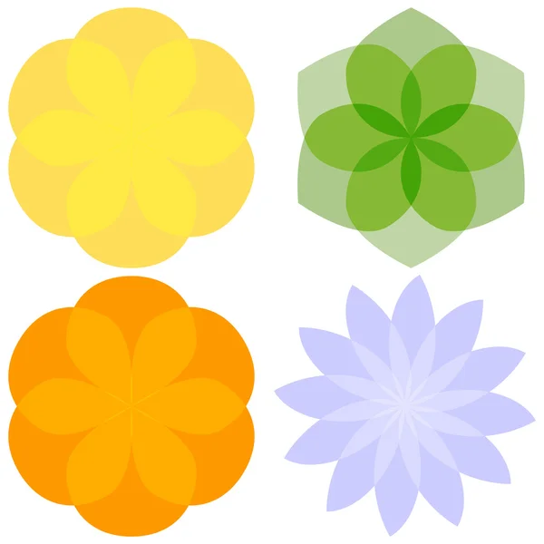 Sada 4 abstraktní květiny — Stockový vektor