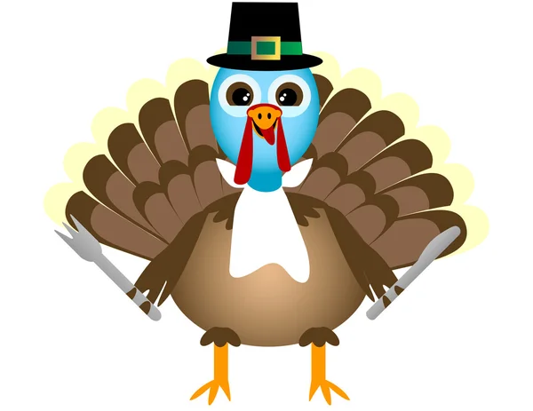 Thanksgiving Turkey Waiting for Thanksgiving Dinner — Stock Vector