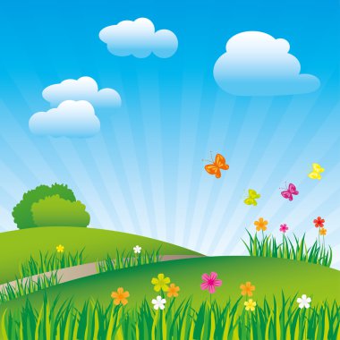 Beautiful spring landscape clipart