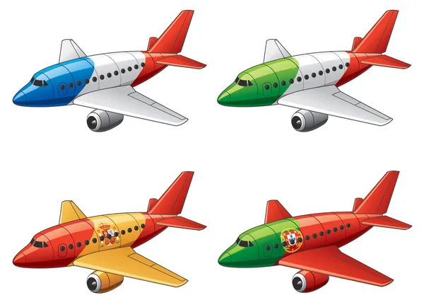 Airbuses in national flags colors — Stock Vector