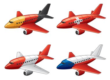 Airbuses in national flags colors clipart