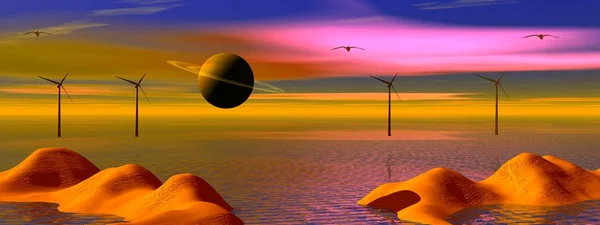 Пейзажная ветряная турбина — стоковое фото
