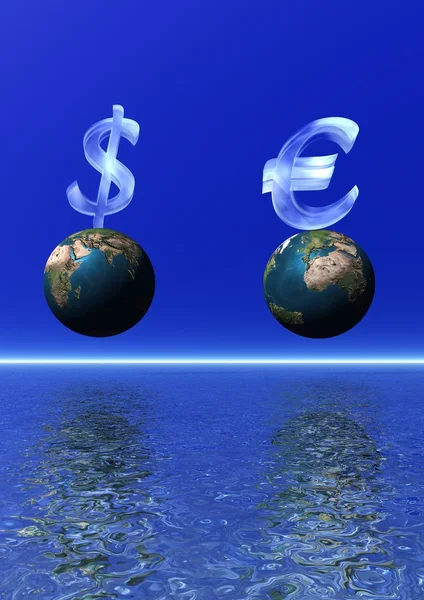 Євро та долара синьо-білі — стокове фото