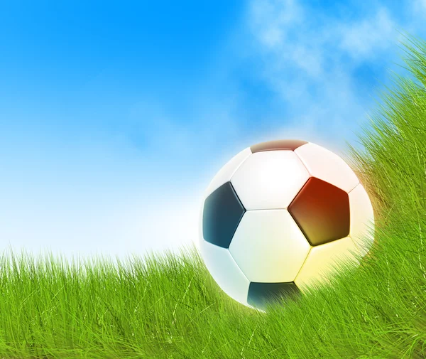 Fotboll boll på gräset — Stockfoto
