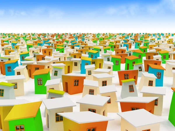 Мультяшный город. Цветные здания из мультфильмов — стоковое фото